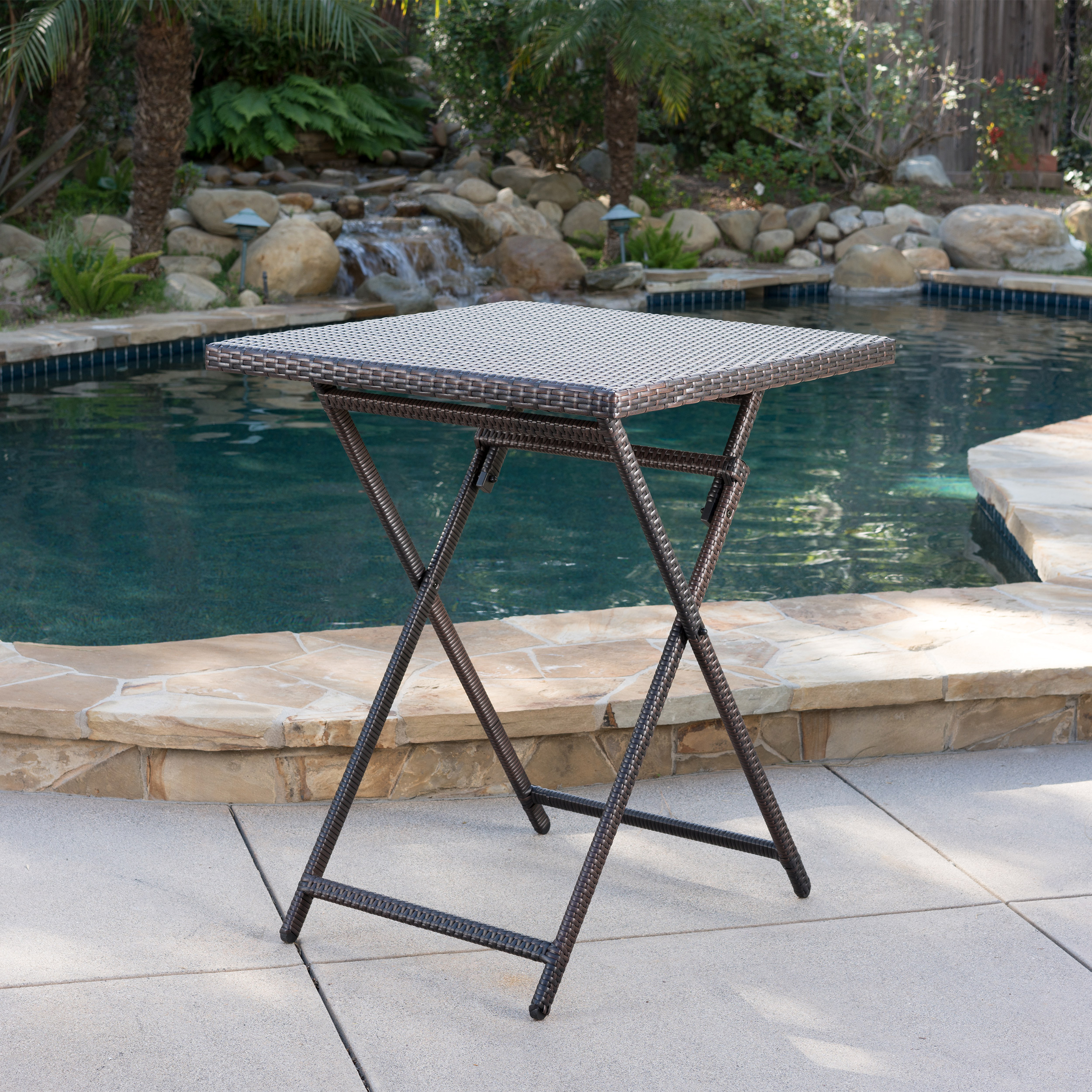 Baron Outdoor Wicker Bar Table, Multibrown