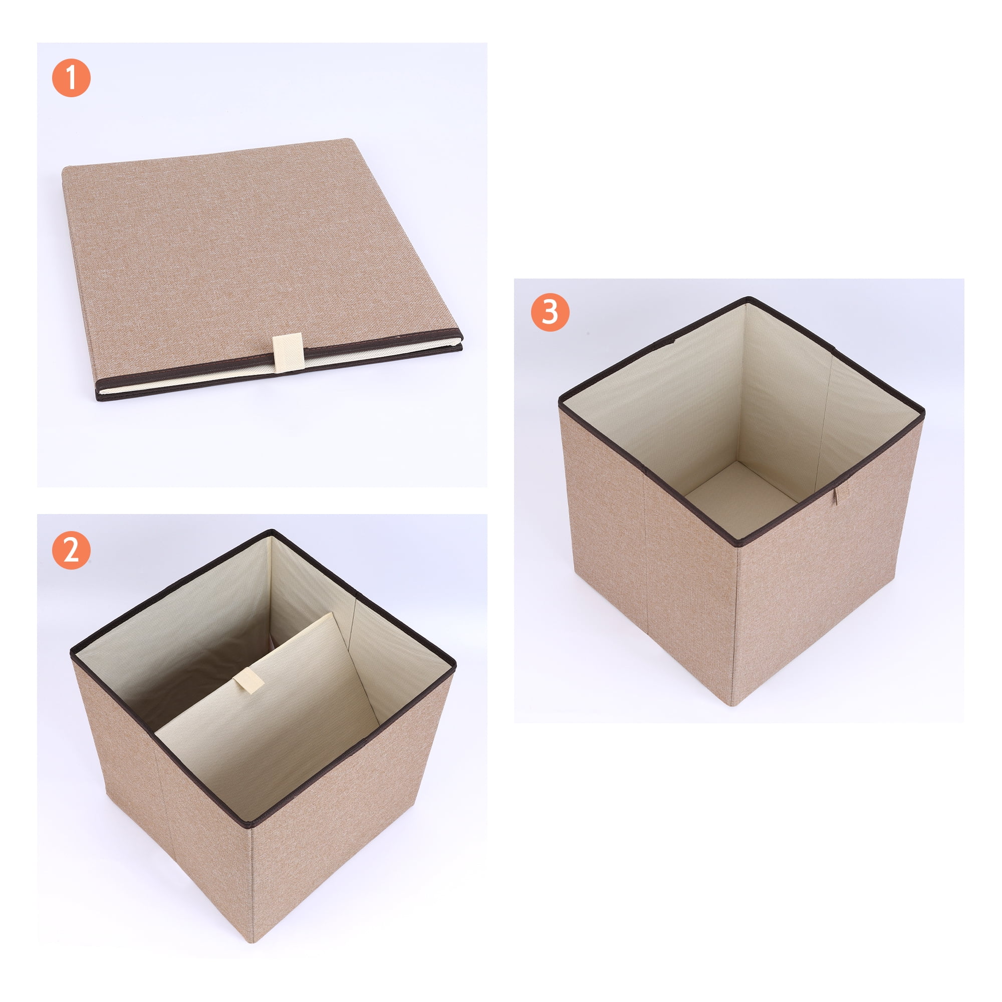 Unique Bargains Fabric Storage Bin for Shelves Closet Coffee 13*13*13in