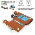 thumbnail image 3 of Allytechgroup iPhone 12 Pro / 12 6.1" Wallet Case, RFID Blocking Zipper Pocket Ring Holder Kickstand Bumper Shockproof Portable Durable Phone Case for Apple iPhone 12 Pro / 12 6.1", Brown, 3 of 8
