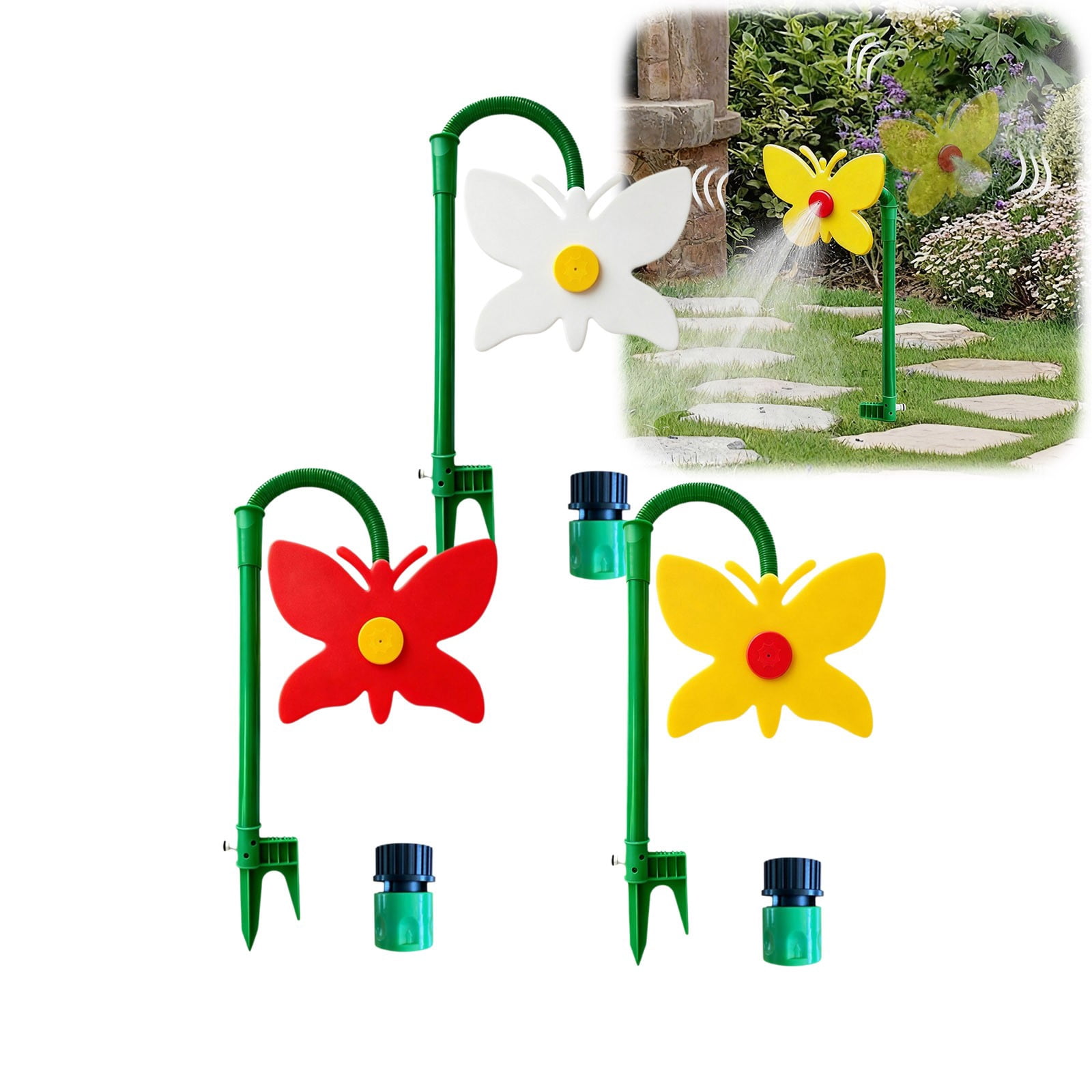 Butterfly Oscillating Garden Sprinkler – Fun Rotating Water Sprayer For Lawn Irrigation & Outdoor Play(White-106X28Cm)