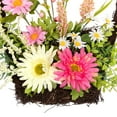 thumbnail image 4 of Northlight Gerbera Daisy, Veronica and Statice Spring Twig Basket Wreath - 17", 4 of 8