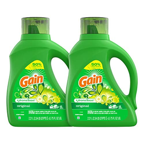 Gain Laundry Detergent Liquid Plus Aroma Boost, 96 Loads Total, 75 Fluid Ounce, Pack of 2
