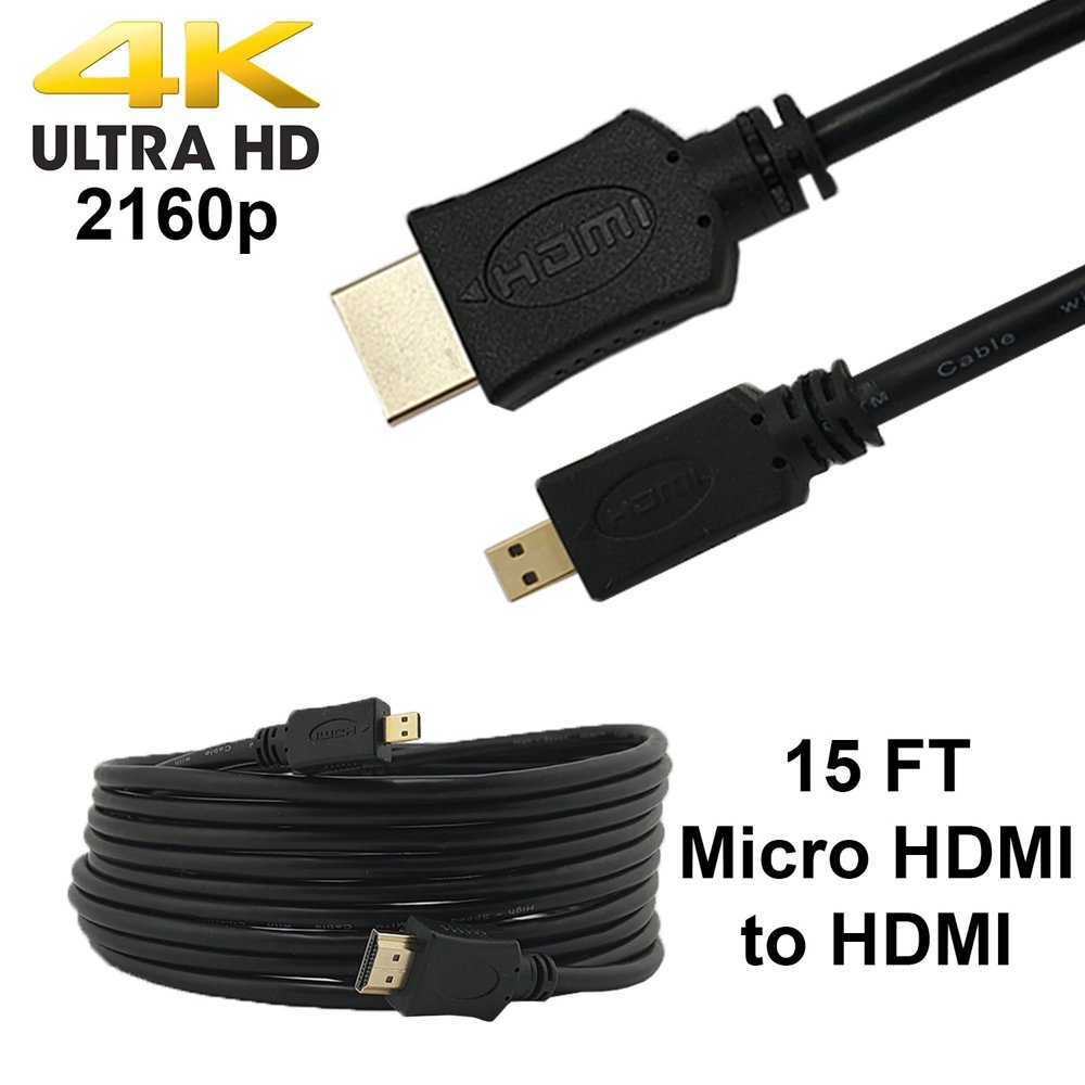 15 FT MicroHDMI to HDMI Cable TV AV Adapter for Mobile Phones Tablets