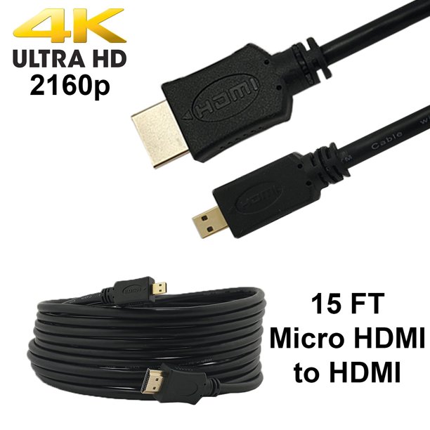 15 FT MicroHDMI to HDMI Cable TV AV Adapter for Mobile Phones Tablets