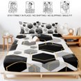 thumbnail image 5 of Twin XL Size Fitted Sheet Set - Black Grey 2 Piece Bedding Sets 16" Deep Pocket Fitted Sheet with 1 Pillowcases, Geometric Gold White Hexagon Modern Brushed Microfiber Hotel Luxury Bed Sheets, 5 of 9