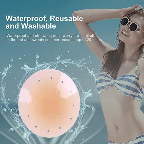 Breathable Silicone Nipple Covers, Women's Reusable Invisible Adhesive  Pasties Nippleless Covers Round 