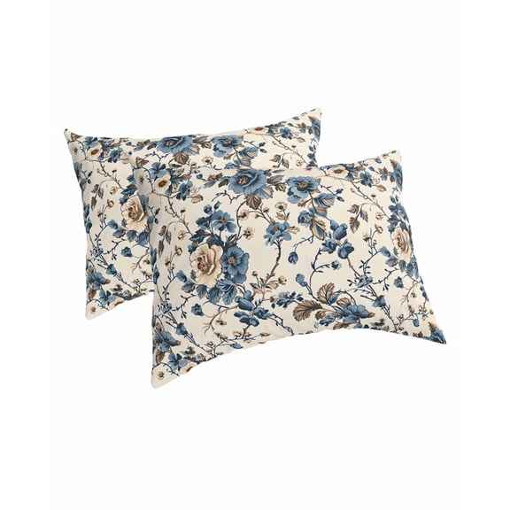 Blue Spring Floral Pillow Covers King Size 2 Pack, Vintage Botanical Farmhouse Soft Bed Throw Pillowcases Breathable Cooling Long Lumbar Body Pillow Sham Cover for Bed Sofa 20''x36''