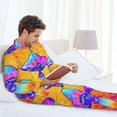 thumbnail image 6 of Cauagu Magic Mushrooms Print Men's Long-Sleeve Pajama Set,Soft Button-Front 2Pjs for Men Long Sleeve Men’s Sleepwear-Medium, 6 of 7