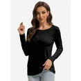 thumbnail image 5 of Womens Long Sleeve Tops Casual Basics Fall Shirts Solid Crewneck T-Shirt, 5 of 6