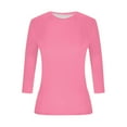 thumbnail image 7 of Ltctricy Women's T Shirts 3/4 Length Sleeve Crew Neck Ruched Slim Crop Tops Casual Basic Tees Tight Trendy Blouses, 7 of 7