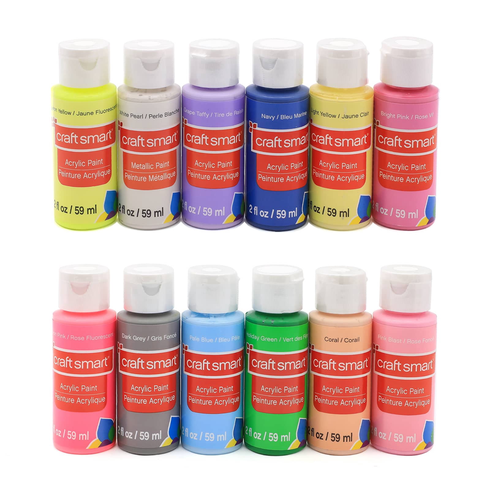 Craft Smart Acrylic Paint Set, Super Value Assorted Finishes, Multicolor, 2 fl. oz., 48-Pack