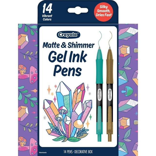 Juego de rotuladores de tinta de gel Crayola 14 bolígrafos mate y con purpurina