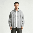 thumbnail image 5 of Men's 100% Cotton Oversized Button Down Shacket, Long Sleeve Work Shirt Jacket with Dual Chest Pockets, Casual Loose Fit Shirts for Men M‑4XL, 5 of 8
