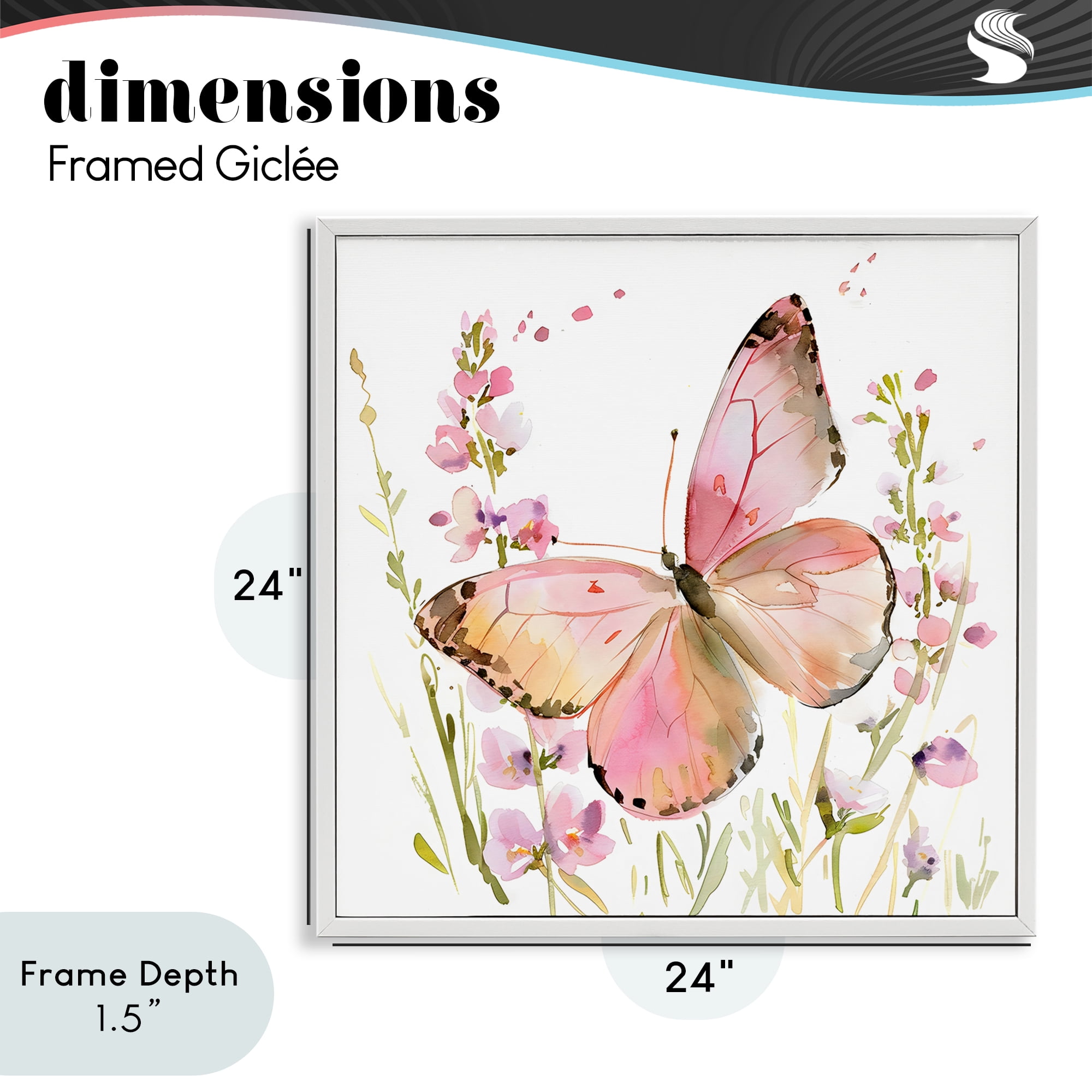 Stupell Industries Colorful Spring Butterfly Pink White Framed Giclee Art, design by Creative Studio