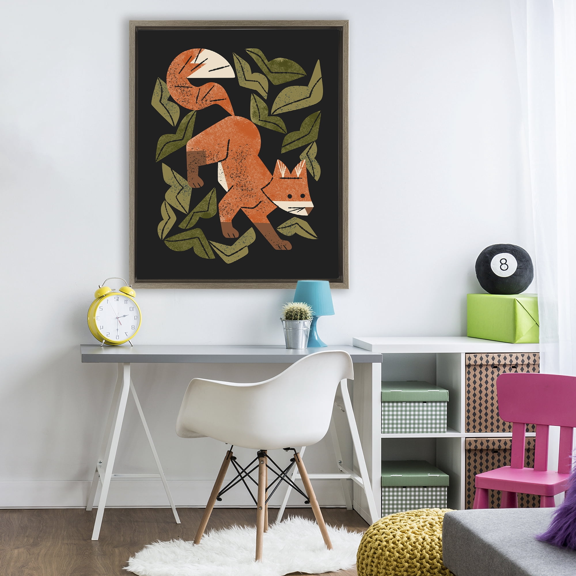 Stupell Industries Fox In The Brush Brown Framed Floater Canvas Wall Art, design by Renea L. Thull