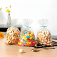 thumbnail image 6 of Tripumer 200 Pcs Flat Cellophane Treat Bags 6 x 9 inch Clear Goodie Baggies with Dot Twist Ties for Cookies Candy Party Favors Popcorn, 6 of 7