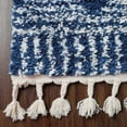 thumbnail image 3 of Bohemian Geometric Shag Indoor Tassel Runner Rug, Cream/Blue, 2' 7" x 8', 3 of 6