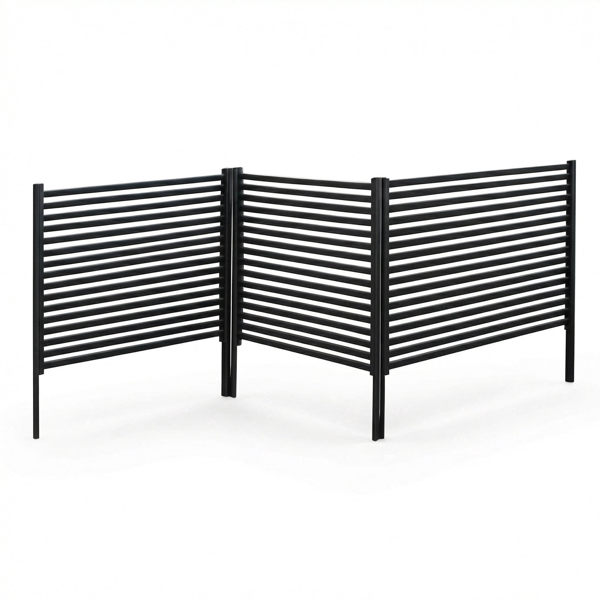Riedhoff 3 Panel no-dig Privacy Screen, Metal Garden Fence Screen 106 x 48 x 1.18", Black