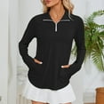 thumbnail image 3 of Long Sleeve Workout Tops for Women, Comdrip Womens Long Sleeve Shirts 50+ Sun 1/4 Zip Summer Hiking Shirt Quarter Zip Pullover Athletic Tops for Women Black L, 3 of 9
