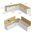 thumbnail image 6 of Oxylife Casual Wood Corner Dining Breakfast, L Shape Kitchen Corner Nook Bench Seating with Storage, White and Oak, 63”D x 63”W x 17.7”H, 6 of 6