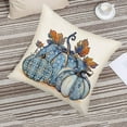 thumbnail image 3 of Pumpkin Fall Decorative Pillow Covers 18x18 Inch Blue Pumpkin and Maple Leaves Autumn Harvest Throw Pillow Covers Farmhouse Thanksgiving Outdoor Pillows Case for Home Couch, 3 of 5