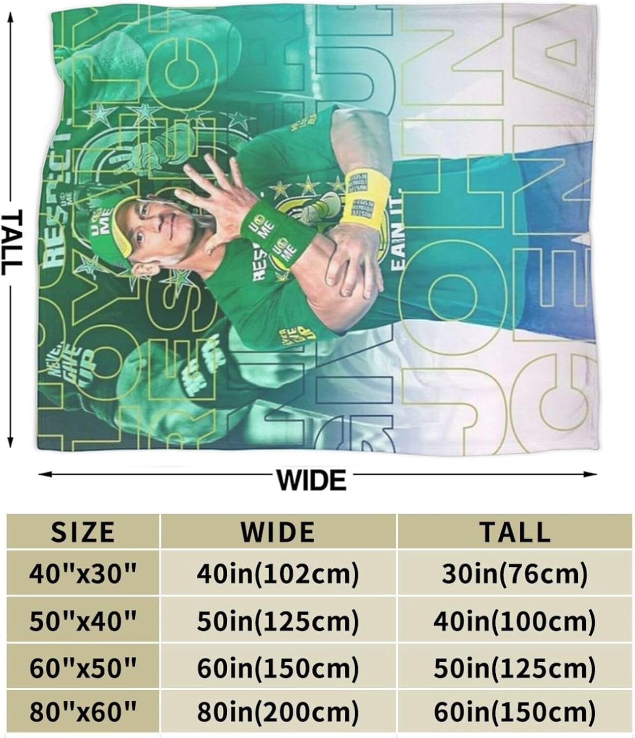 Ultra-Soft Anti-Pilling Lightweight Warm Blanket John Cena Blanket Cozy Blankets Decor for Couch Bed Sofa Bedroom Home 80x60 in