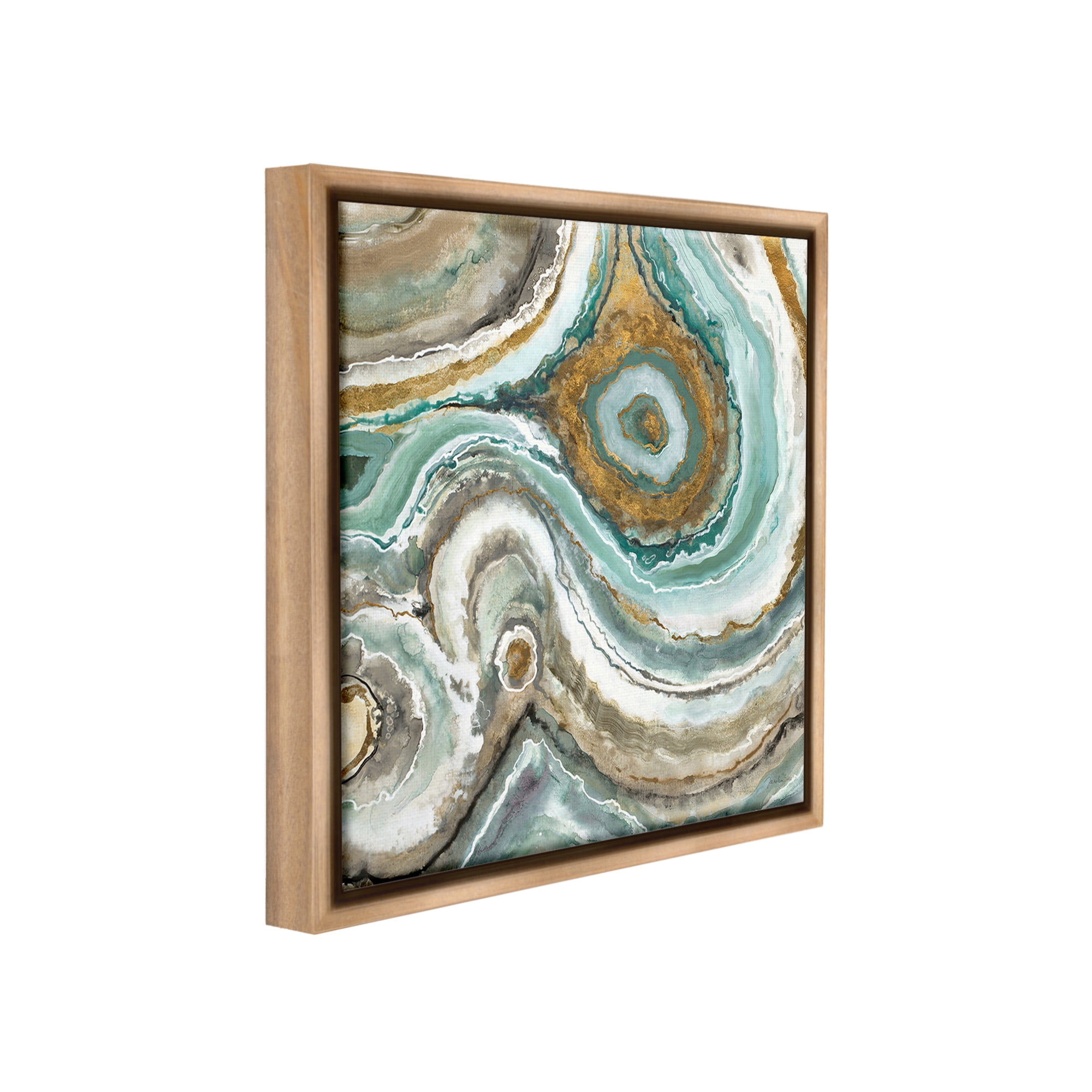 Stupell Industries Swirled Agate Pattern Abstract Painting Brown Floater Framed Canvas Art Print Wall Art, 25 x 25