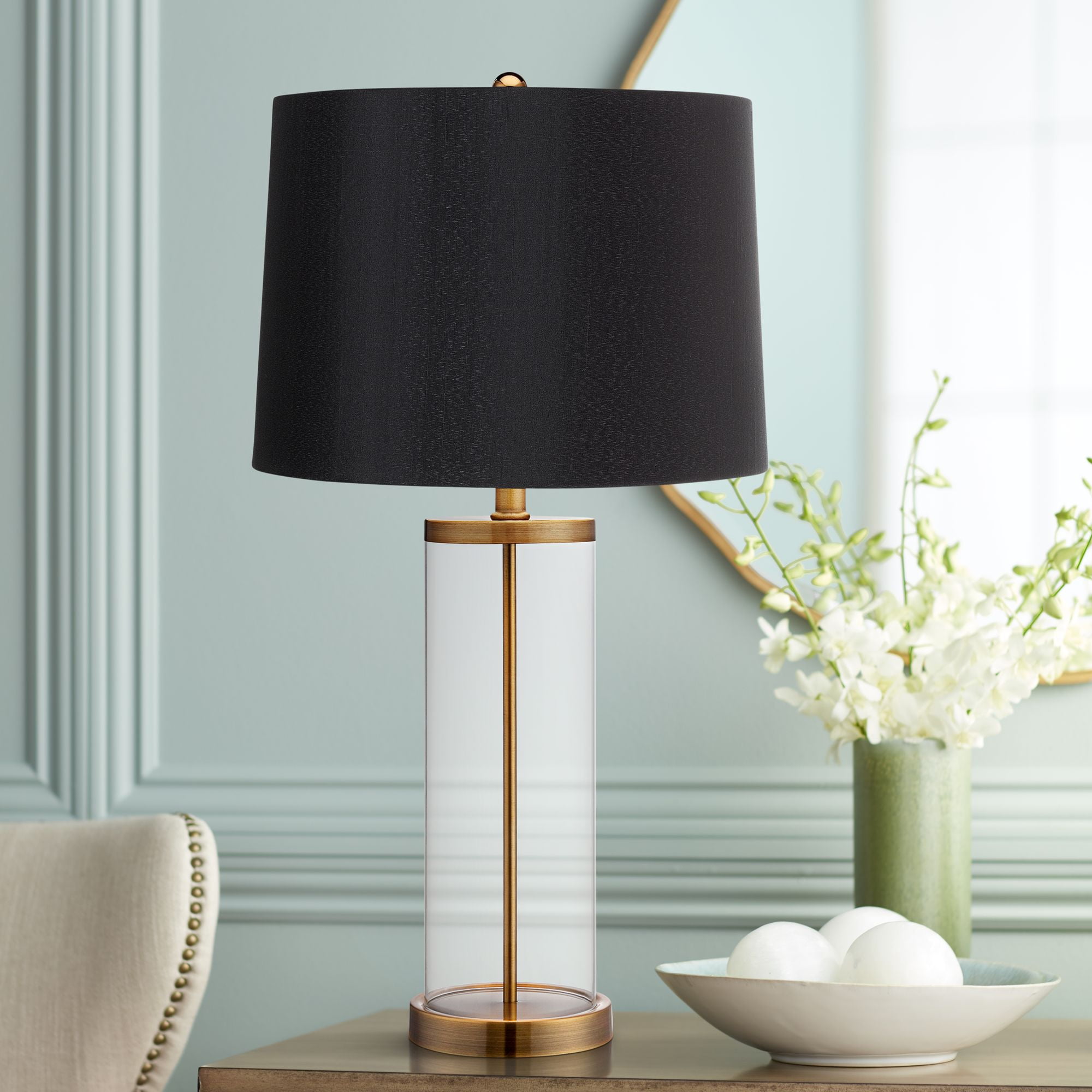 360 Lighting Transitional Table Lamp, Gold Glass Table Lamp Base
