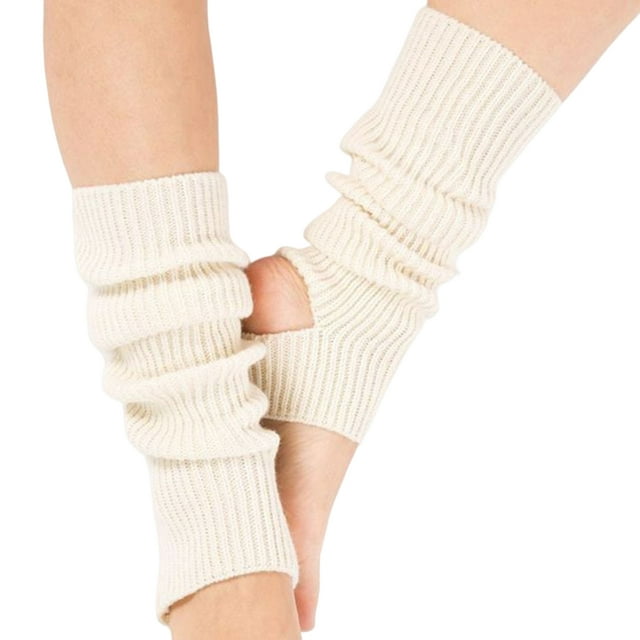 Qarigey 1 par de calentadores de piernas de punto para mujer, mallas acrílicas de Color sólido, calcetines cálidos de ganchillo para Medias Blanco