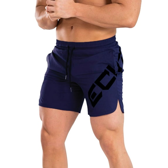 Arvbitana Men Quick Dry Sports Pants Letter Print Elastic Waist Drawstring Gym Shorts Spring Summer Casual Breathable Running Shorts for Muscle Fitness Training