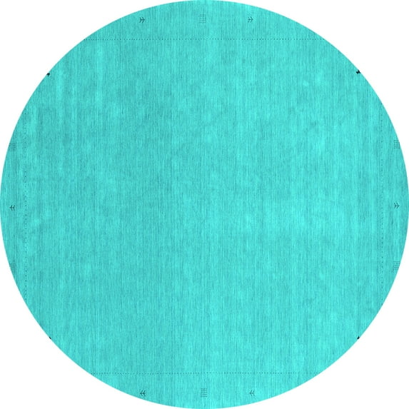 Ahgly Company Indoor Round Abstract Turquoise Blue Contemporary Area Rugs, 4' Round