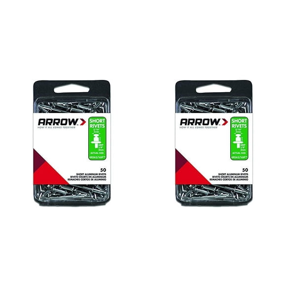 Arrow Fastener RSA3/16IP Short Aluminum 3/16-Inch Rivets, 50-Pack - 2 Pack