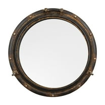 Creative Co-Op Round Metal Porthole Wall Mirror, Rust