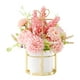 thumbnail image 1 of Arreglo de flores de seda en macetas pequeñas con flores falsas y jarrón, centro de mesa para boda, hogar y oficina, 1 of 5