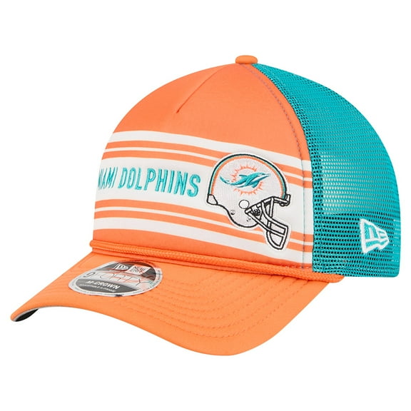 Men's New Era  Orange Miami Dolphins  Linear A-Frame 9FORTY Adjustable Hat