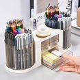 thumbnail image 4 of TACYKIBD Rotating Desk Organizer with 2 Pen Holder, Desk Organizers and Accessories with 10 Slots Pencil Holder for Desk + 3 Drawer, Art Supply Storage Box Caddy for Office Home, 4 of 12