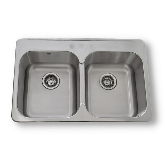 ONEX® Drop-in Double Bowl 31"X20" -8"d Stainless Steel Sink OD3120-8