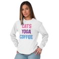 thumbnail image 2 of Animal Long Sleeve T-Shirts Tee For Women Cats Yoga Coffee Funny Feline Crazy Cat Lady, 2 of 2