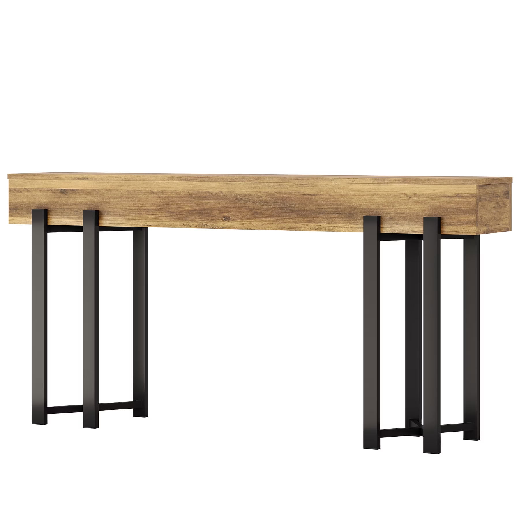 MAYEERTY 63" Industrial Console Table, Rustic Wood Entryway Hallway Foyer Table for Living Room, Narrow Design