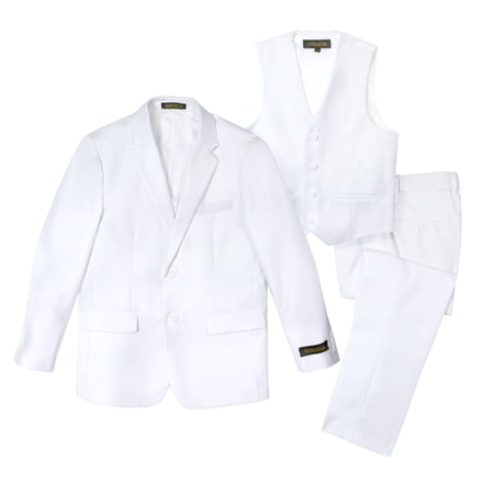 Spring Notion Big Boys Two-Button Suit Set 8 3-Piece White