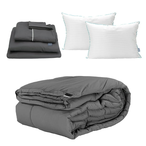 Edredón Matrimonial Homy Gris + Sábanas Royal + Almohada Royal Twin