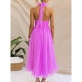 thumbnail image 5 of Women’s Long Dresses Backless Bodycon Adjustable Tie Halter Neck Cocktail Dresses Tulle High Waist Solid Sun Dress for Party Wedding, 5 of 5