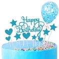 thumbnail image 1 of Golden Onion Paper Five Pointed Star Love Happy Birthday Cake Card Decoration 5-Inch Balloon Cake Card Decoration Package, 1 of 5