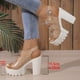 thumbnail image 5 of MKLEKYY Sandalias Flexi de Verano para Mujer, Sandalias de Tacón Alto Con Plataforma y Punta, Zapatos Casuales de Playa Con Hebilla para Fiestas Al Aire Libre y Escuela, Cómodos, 5 of 5