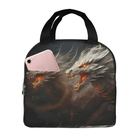 Insulated Lunch Bag for Women Men - Abstract White Dragon Leakproof Cooler Lunch Box for Women Men  Lunch Tote Bags for Work School Picnic Travel