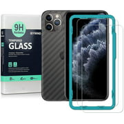 Ibywind Screen Protector for Apple iPhone 11 Pro/iPhone XS [Pack of 2] with Back Carbon Fiber Skin Protector,Including