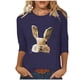 thumbnail image 2 of Xuyuer Ladies' Easter Print Round Neck Three Quarter Sleeve 3/4 Sleeve T-shirt Loose Tops Casual Loose Fit Crewneck T Shirts Tunic Tops, 2 of 5