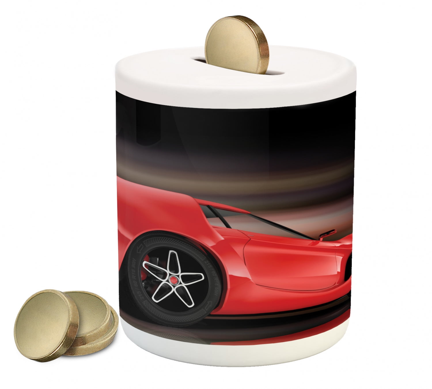 Cars Piggy Bank, Rear View of a Futuristic Sports Car Motion Power