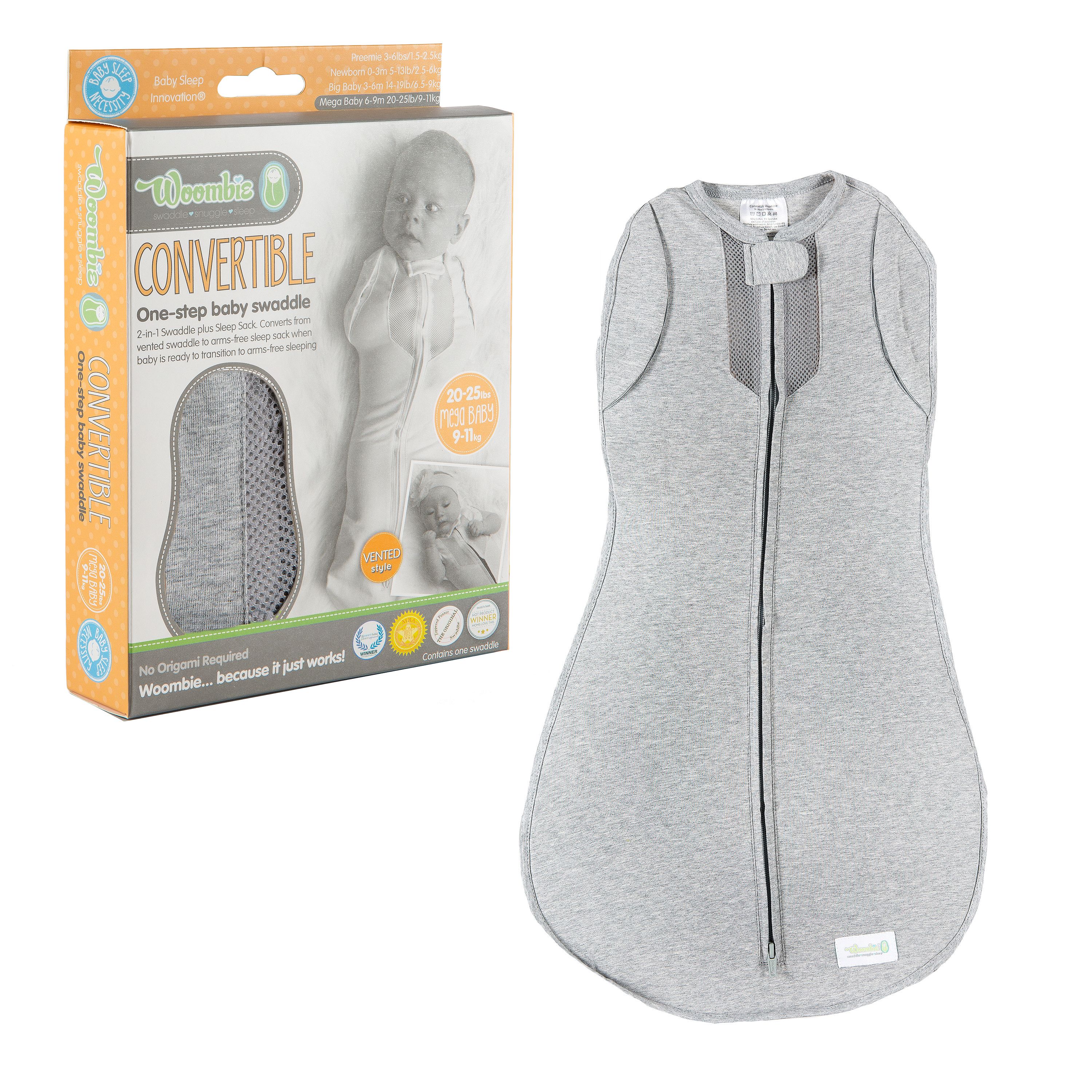 Woombie Convertible Nursery Swaddling Blanket Swaddle Converts to Wearable Blanket for Babies