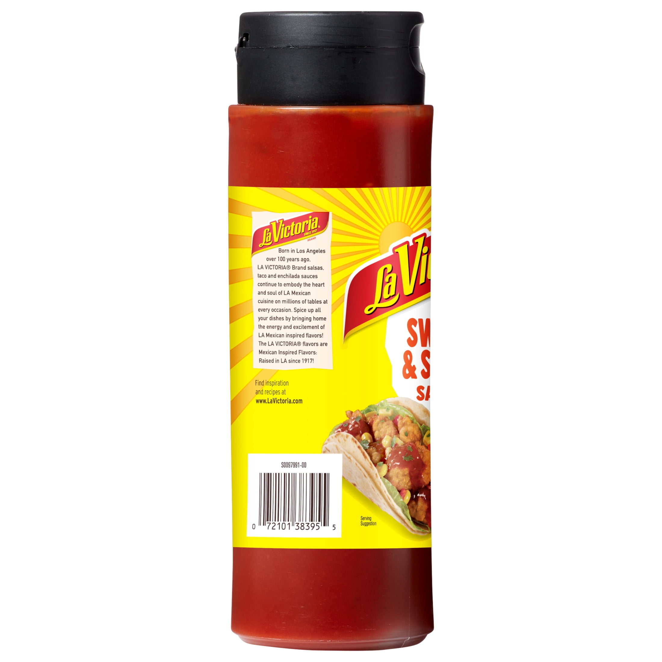 (4 pack) LA VICTORIA Sweet & Spicy Sauce Medium, Shelf Stable, 9oz Plastic Bottle